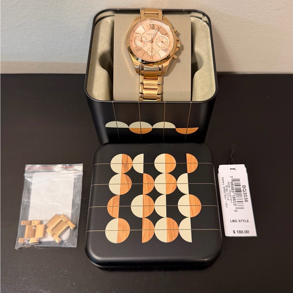 Fossil Modern Courier Chronograph Rose Gold Tone Stainless Steel Watch - Picture 3 of 9